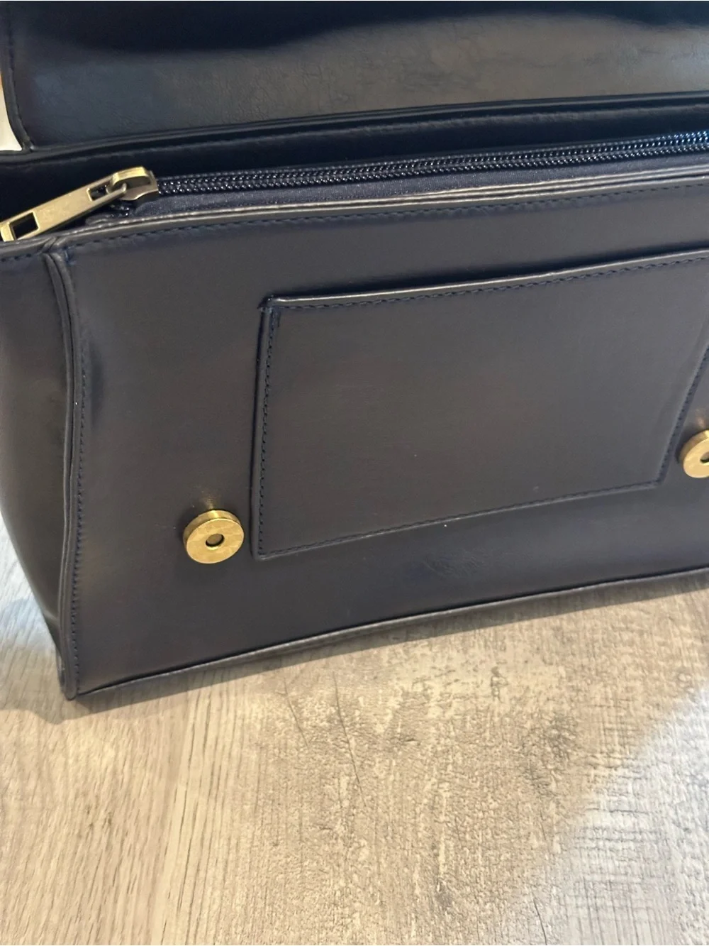 Walasa Pocketful of Sunshine Navy Leather Bow Satchel Crossbody Bag